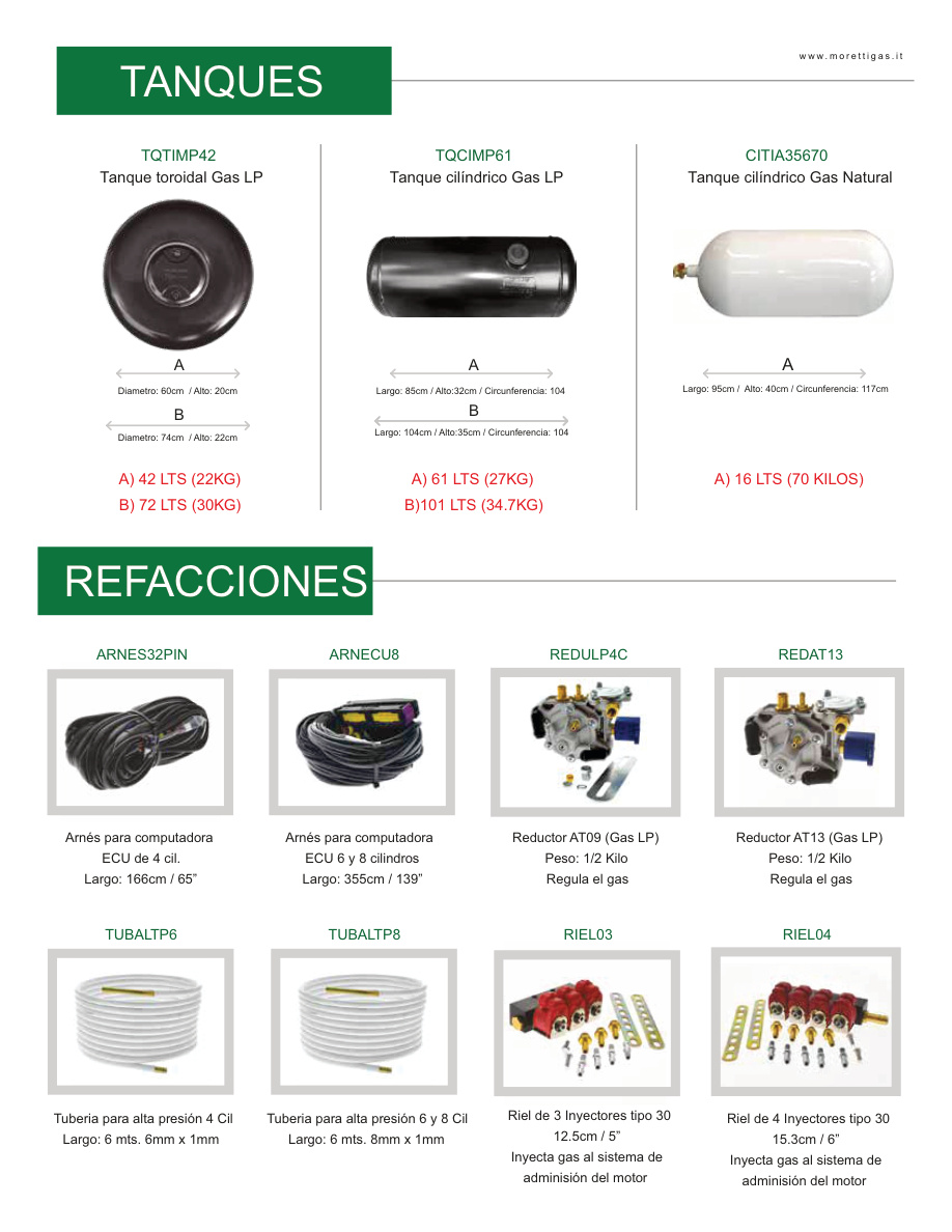 Tanques y refacciones Moretti